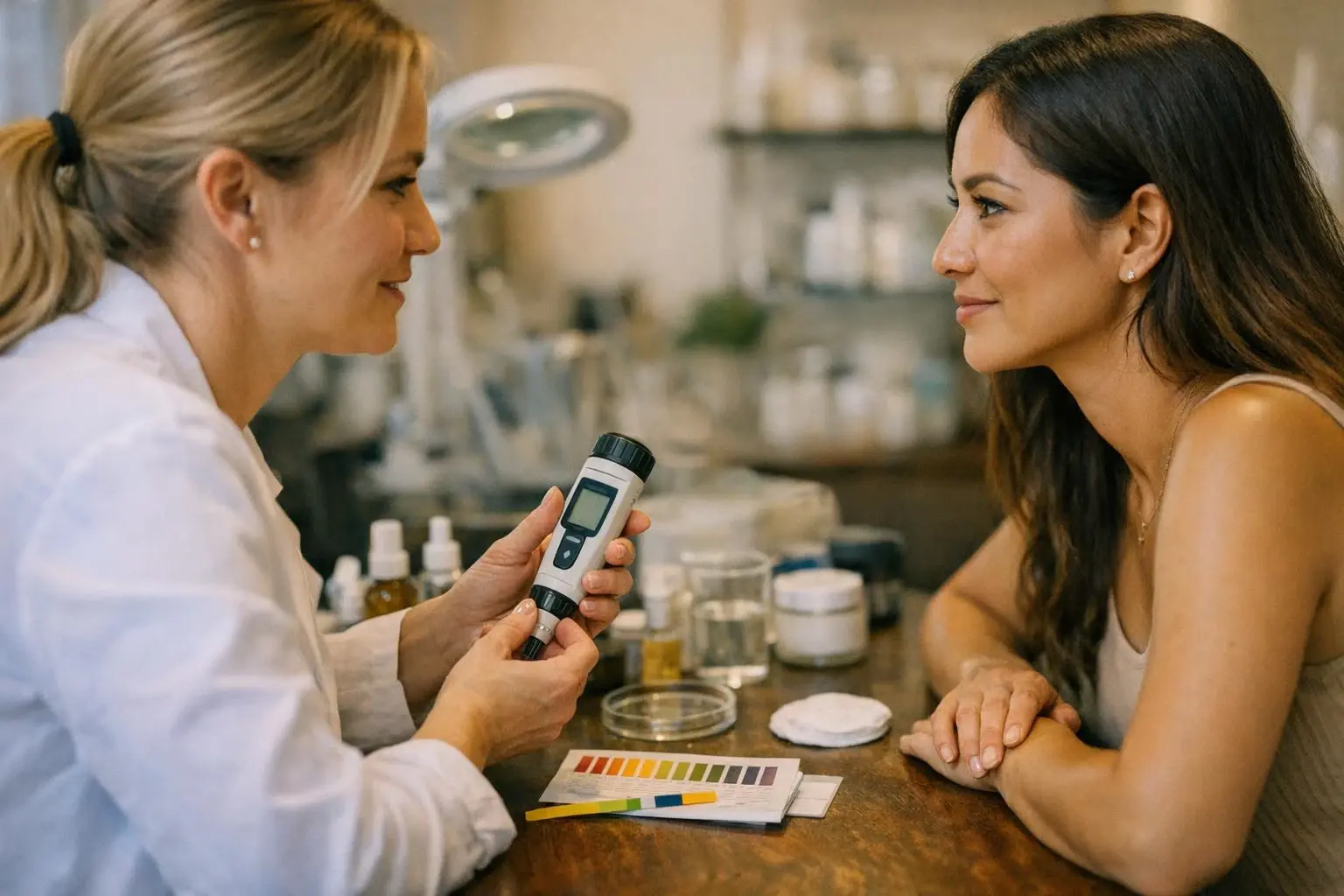 Skin pH in Beauty Salon: Skin pH is a measure of how acidic or alkaline the surface—visual guide